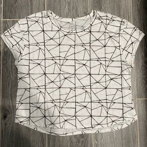 Unique abstract black and white top